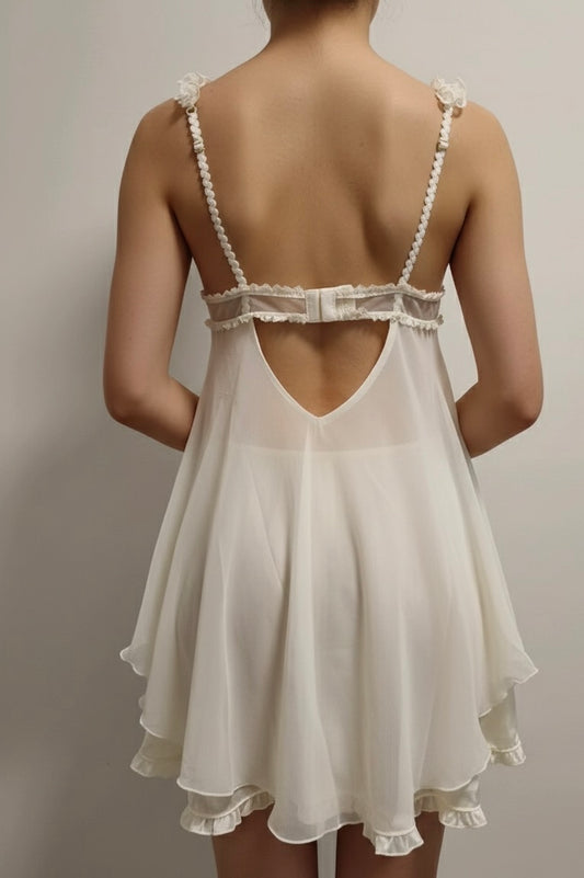 Luna Fairy Dream Silk Nightgown - Beige