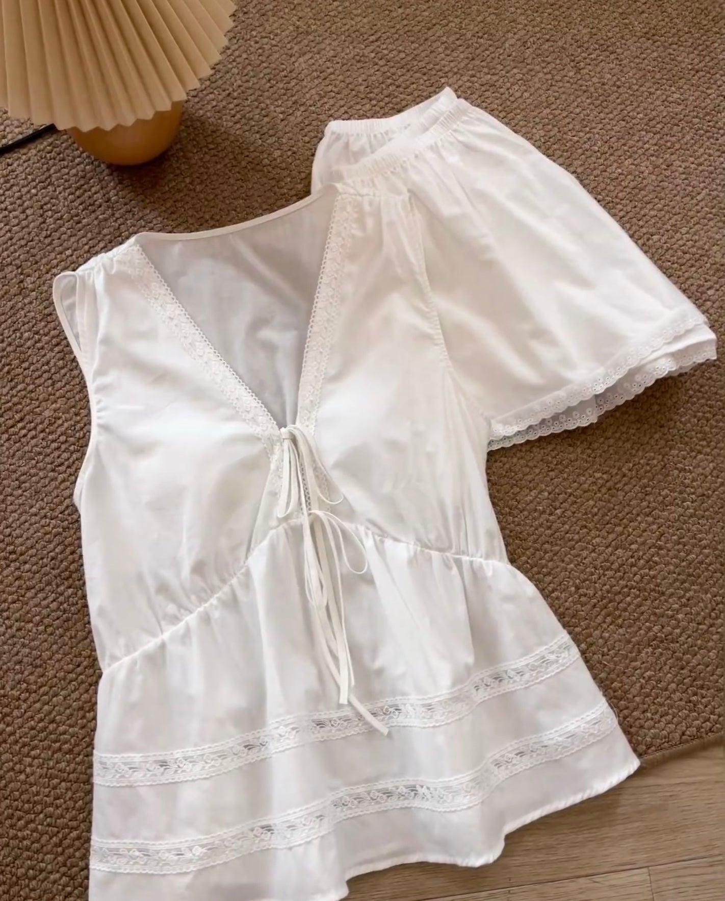 White Cotton Padded Pyjama Set/Loungewear Set