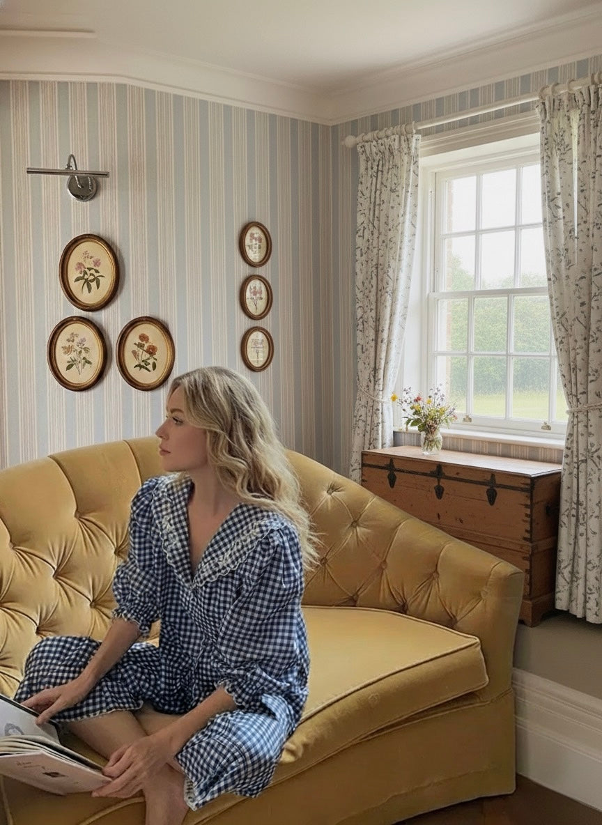 Sweet Checkered Cotton Pajama Set