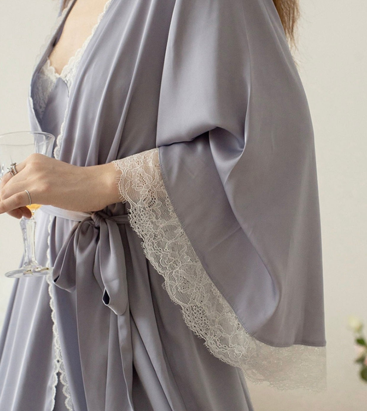 Lavender Luxury Silky Loungewear Dress & Robe