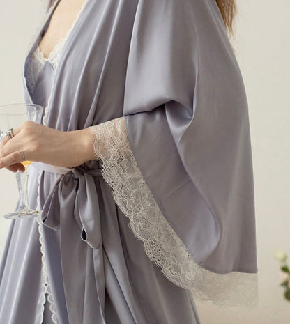 Lavender Luxury Silky Loungewear Dress & Robe