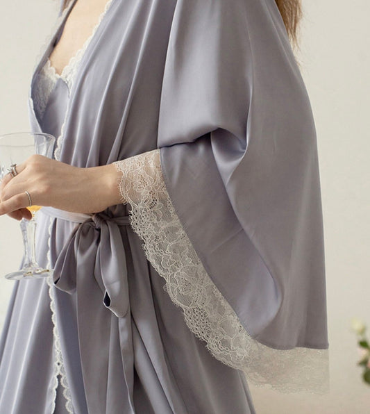 Lavender Luxury Silky Loungewear Dress & Robe