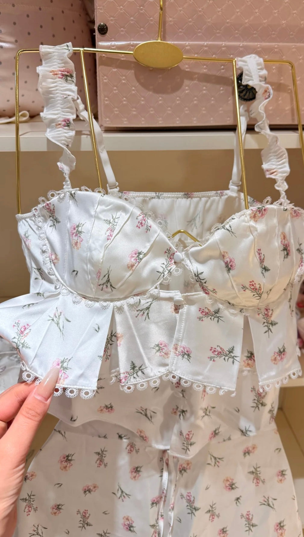 Ruffle Trim & Tie Front Sexy Sleepwear set