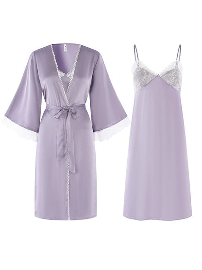 Lavender Luxury Silky Loungewear Dress & Robe