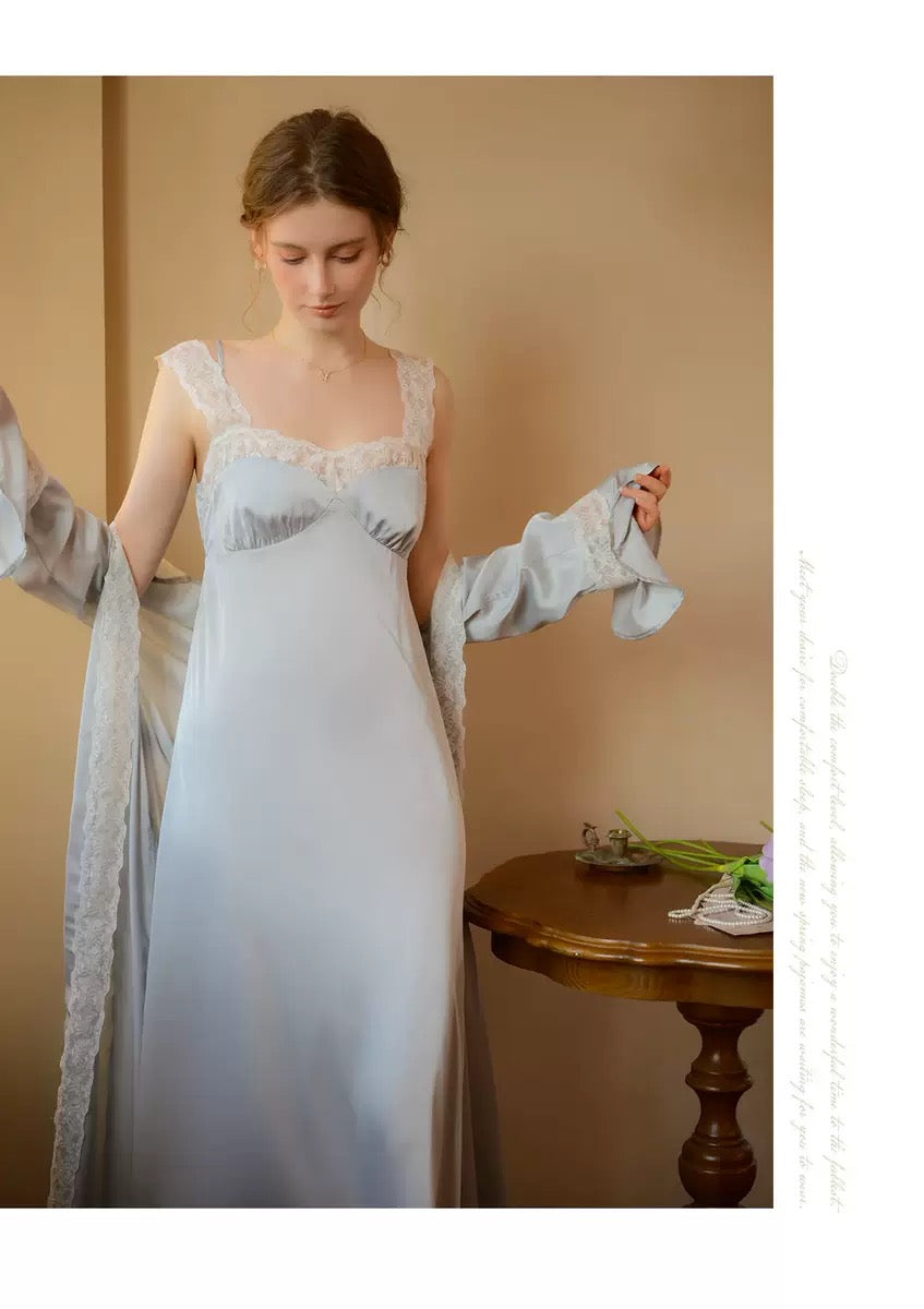 French Lace Long Nightgown and Robe Set