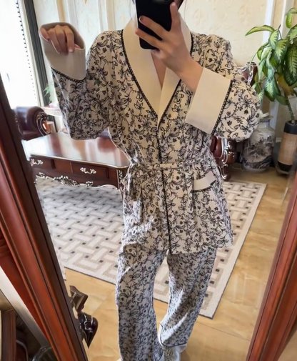 Cozy Soft Fleece Pajamas Set- Floral Loungewear