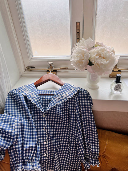 Sweet Checkered Cotton Pajama Set