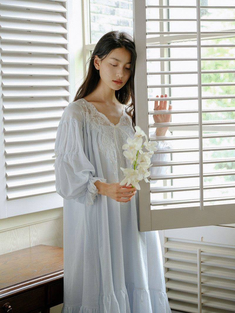 Sweet Lace Cotton Nightdress - White