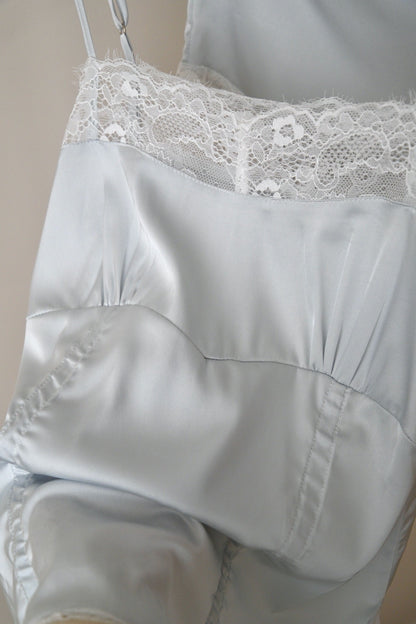 Pastel Blue Satin Cami Shorts Set