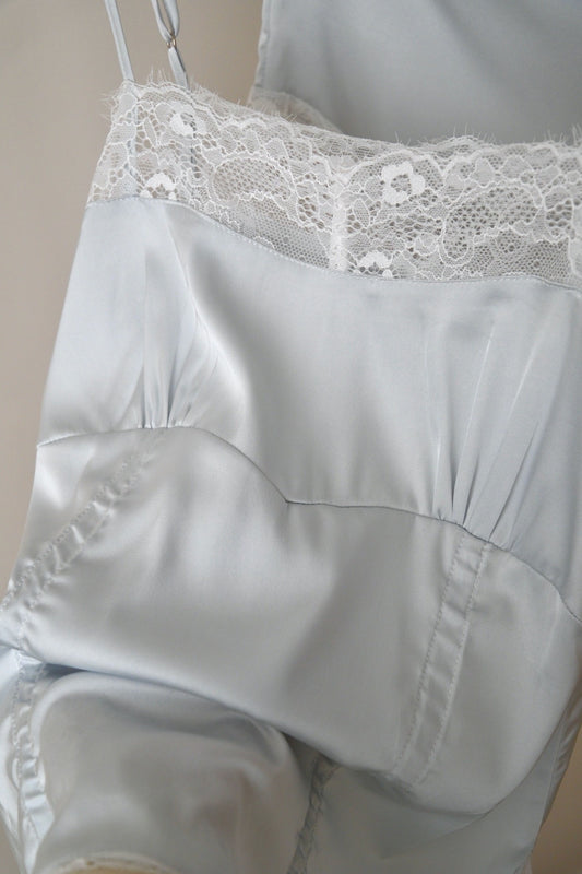 Pastel Blue Satin Cami Shorts Set