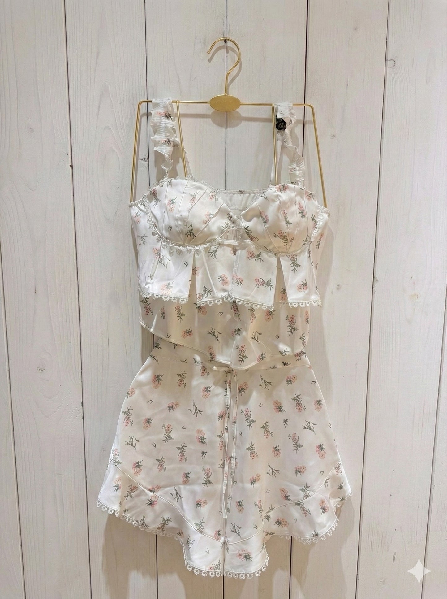 Ruffle Trim & Tie Front Sexy Sleepwear set