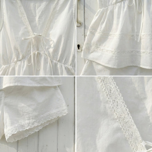 White Cotton Padded Pyjama Set/Loungewear Set