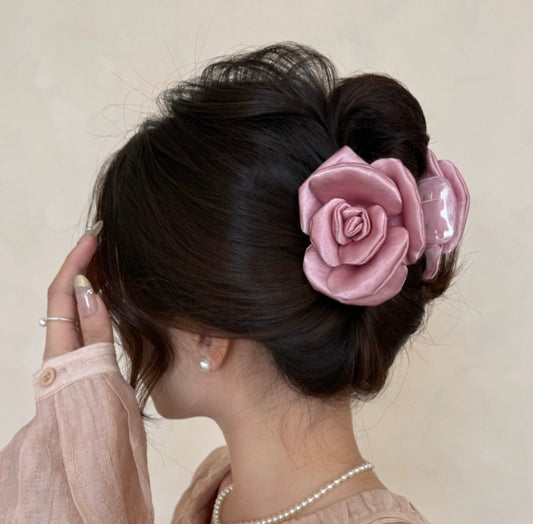 Rose Hair Clip - Pink