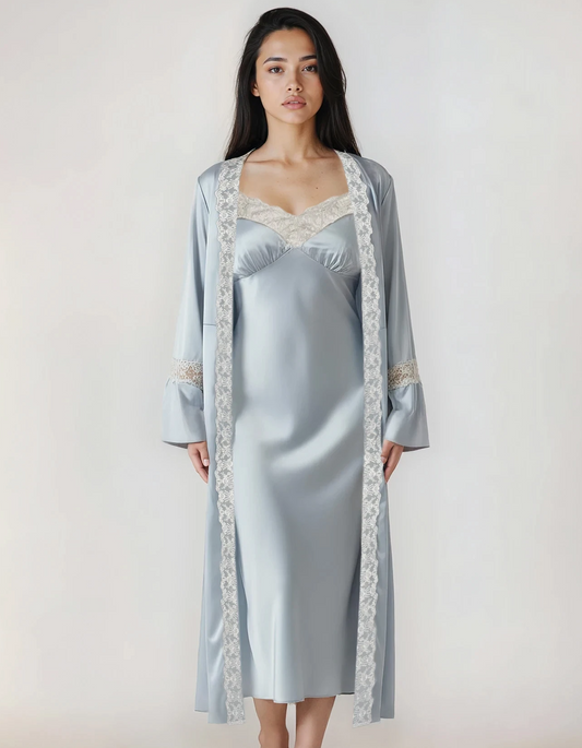 French Lace Long Nightgown and Robe Set