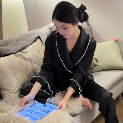 Luxury Ice Silk PJ Set - Black