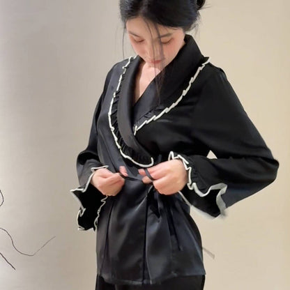 Luxury Ice Silk PJ Set - Black