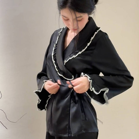 Luxury Ice Silk PJ Set - Black