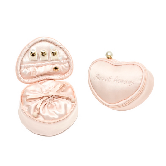 Heart-Shaped Satin Jewelry Case