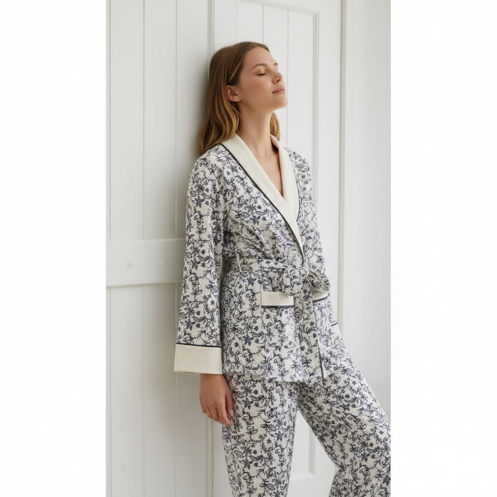 Cozy Soft Fleece Pajamas Set- Floral Loungewear