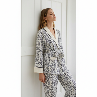Cozy Soft Fleece Pajamas Set- Floral Loungewear