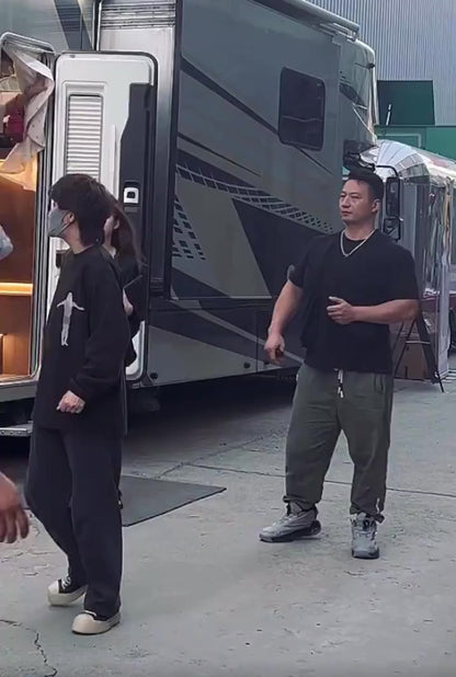 Satin Lace Pajama Set - Beige